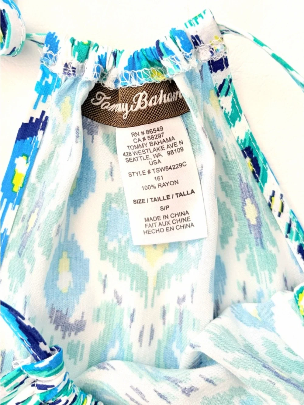 Tommy Bahama Summer Dress Beach Cover up Ikat Print Cover Up Blue Green Small - Picture 13 of 15